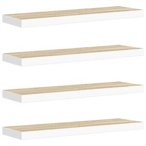 vidaXL Pakabinamos lentynos, 4vnt., ąžuolo/baltos, 90x23,5x3,8cm, MDF