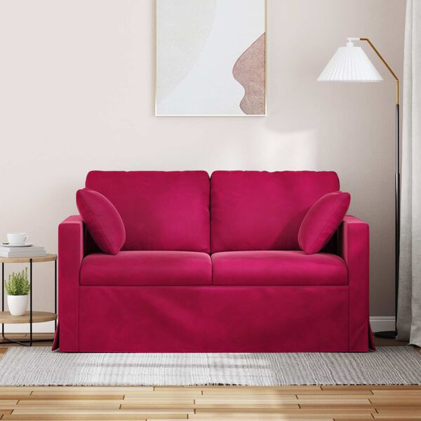 vidaXL Sofa Vyno raudona 138 x 78 x 80 cm Aksomas