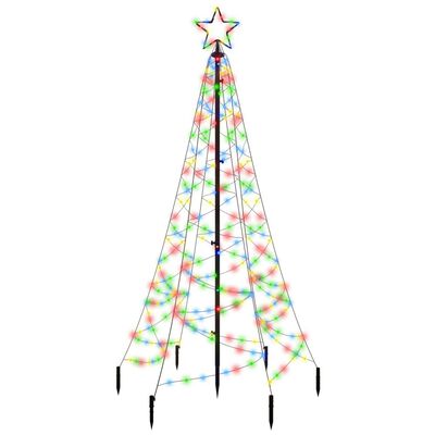 vidaXL Kalėdų eglutė su kuoliuku, įvairių spalvų, 200LED, 180cm