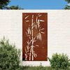 vidaXL Sodo sienos dekoracija, 105x55cm, corten plienas, bambukas