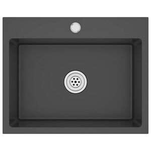 vidaXL Virtuvės plautuvė, rankų darbo, juoda, nerūdijantis plienas