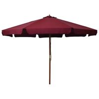 vidaXL Lauko skėtis su mediniu stulpu, vyšninės spalvos, 330cm