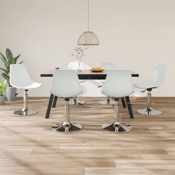 vidaXL Pasukamos valgomojo kėdės, 6vnt., baltos spalvos, PP