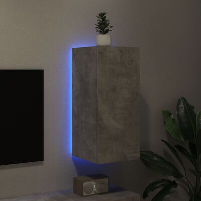 vidaXL Sieninė TV spintelė su LED lemputėmis, betono, 30,5x35x70cm