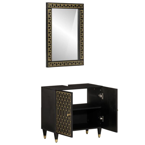 vidaXL Vonios kambario baldų komplektas, 2 dalių, mango masyvas