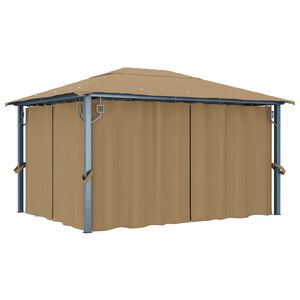 vidaXL Pavėsinė su užuolaidomis, taupe spalvos, 400x300cm, aliuminis