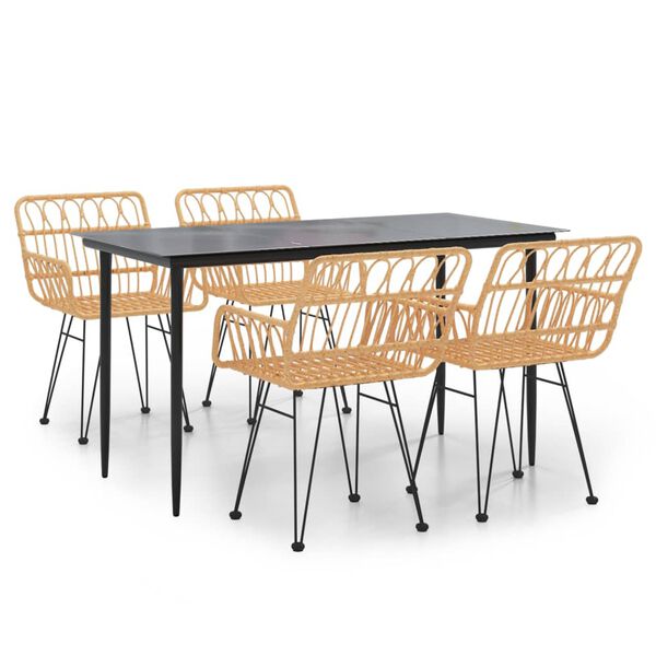 vidaXL Sodo valgomojo baldų komplektas, 5 dalių, poliratanas