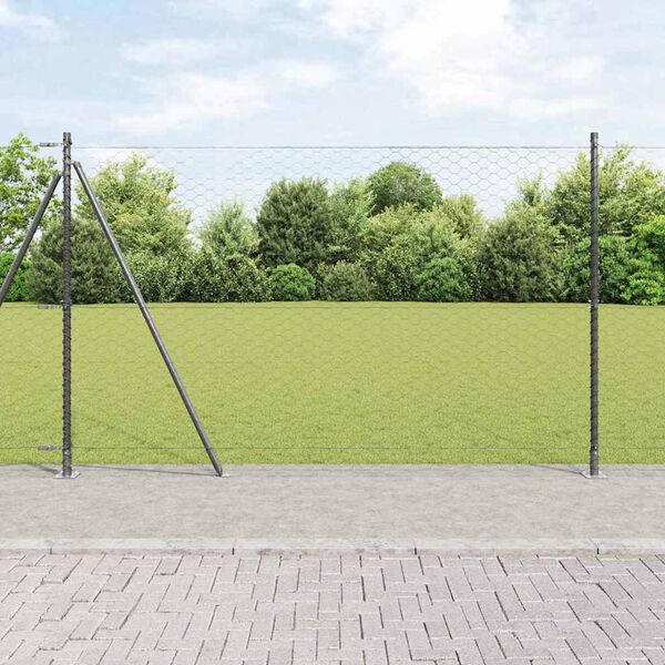 vidaXL Tvorelės stulpas Pilka 50 x 1,6 m (50 mm tinklelis)