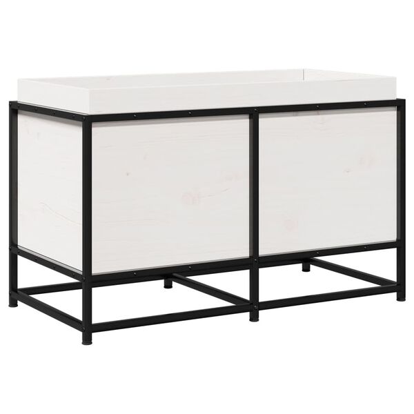 vidaXL Sodo lovelis, baltas, 80x40x50cm, pušies medienos masyvas