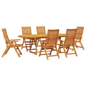 vidaXL Sodo valgomojo komplektas 7 pcs Ruda Kietos akacijos mediena