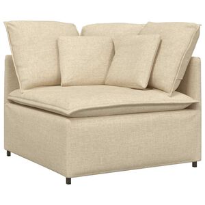 vidaXL Modulinė kampinė sofa su pagalvėlėmis, kreminės spalvos, 100 cm