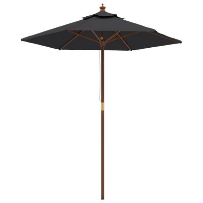 vidaXL Sodo skėtis su mediniu stulpu, juodos spalvos, 196x231cm