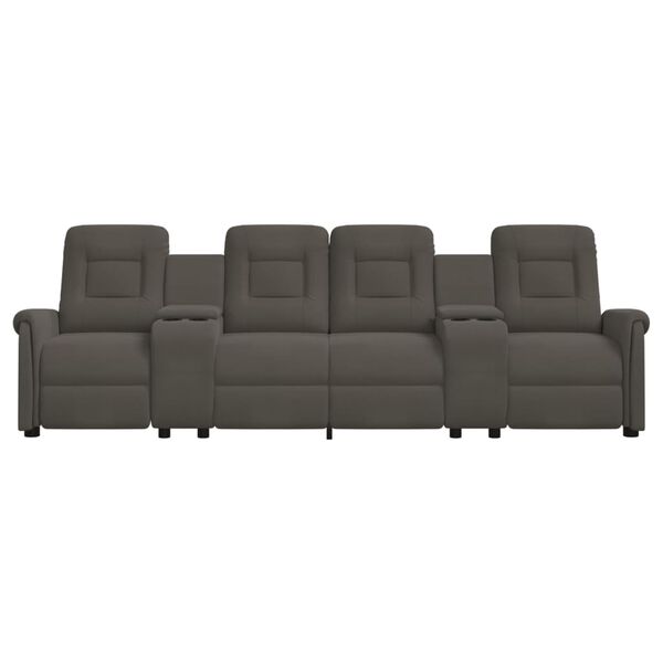 vidaXL Atlo&scaron;iamas keturvietis krėslas su puodelių laikikliais, pilkas