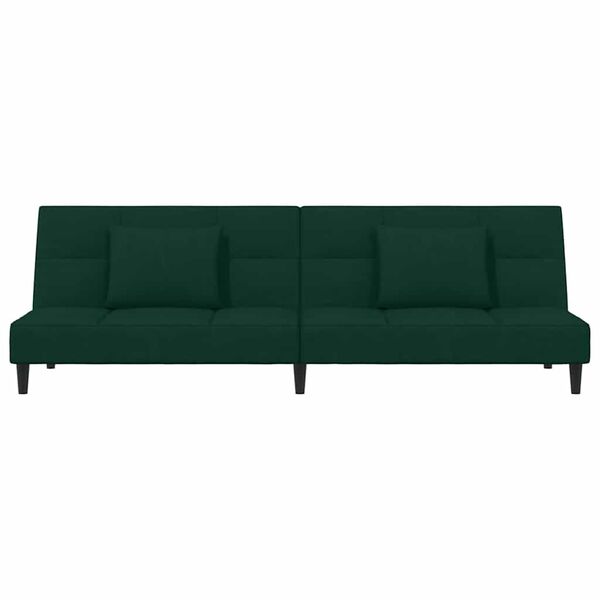 vidaXL Dvivietė sofa-lova su dvejomis pagalvėmis, žalia, aksomas