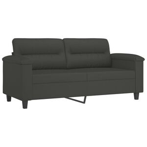 vidaXL Dvivietė sofa, tamsiai pilka, 140cm, mikropluo&scaron;to audinys