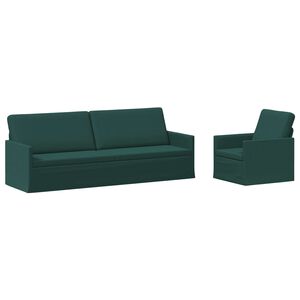 vidaXL Sofos komplektas 2 pcs Tamsiai žalia Audinys