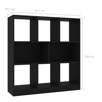 vidaXL Spintelė knygoms, juodos spalvos, 97,5x29,5x100cm, MDP