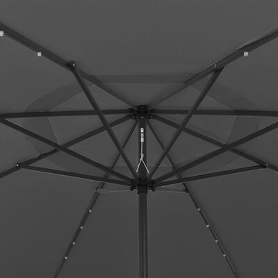 vidaXL Lauko skėtis su LED ir metaliniu stulpu, antracito, 400cm