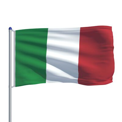 vidaXL Italijos vėliava su stiebu, aliuminis, 6m
