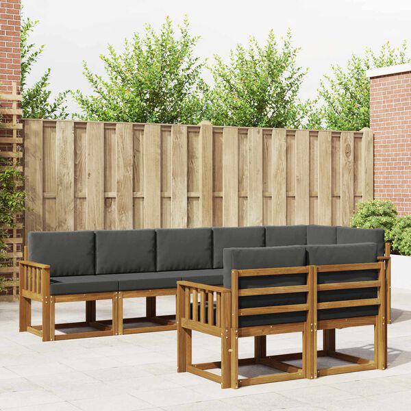 vidaXL Lauko sofos komplektas su pagalve 8 pcs Natūralus ir antracitas