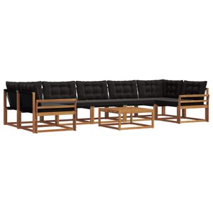 vidaXL Lauko sofos komplektas su pagalve 8 pcs Natūrali ir juoda