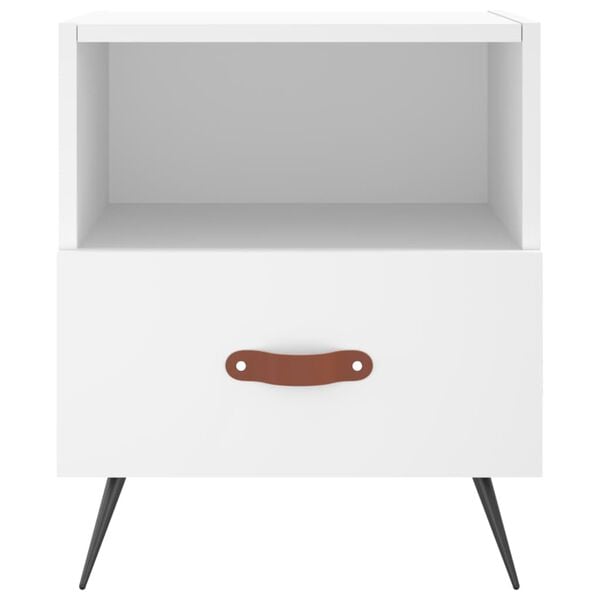 vidaXL Naktinė spintelė, balta, 40x35x47,5cm, apdirbta mediena