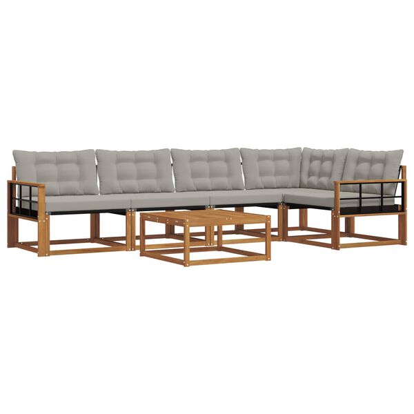 vidaXL Lauko sofos komplektas 6 pcs Natūrali ir &scaron;viesiai pilka