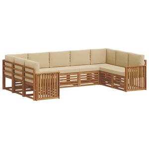 vidaXL Sekcijos sofų komplektas su pagalve 9 pcs Natūralus ir bežinis