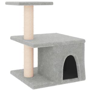 vidaXL Draskyklė katėms su stovais i&scaron; sizalio, &scaron;viesiai pilka, 48cm