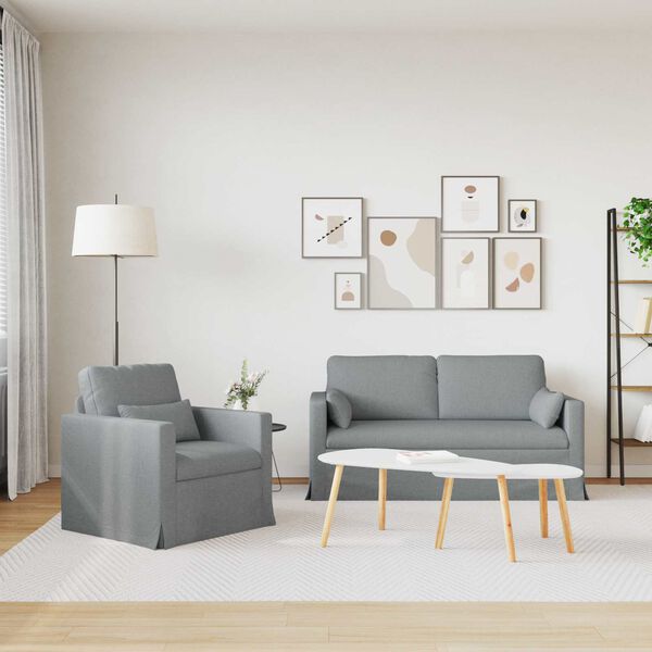 vidaXL Sofa 2 pcs &Scaron;viesiai pilka 158 x 78 x 80 cm audinys