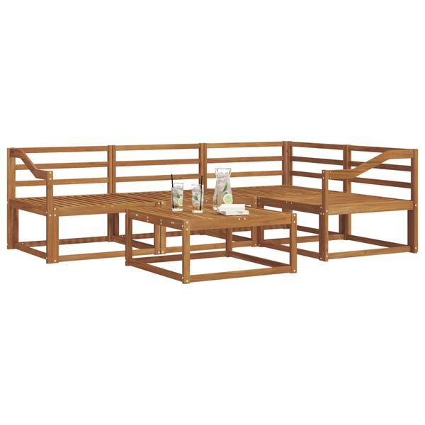 vidaXL Lauko sofos komplektas 5 pcs Natūrali Kietos akacijos mediena