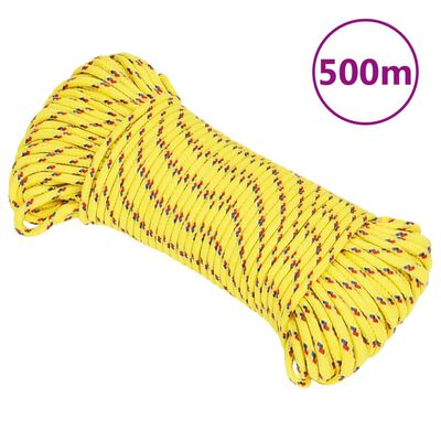 vidaXL Valties virvė, geltonos spalvos, 5mm, 500m, polipropilenas