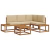 vidaXL Lauko sofos komplektas 5 Vienetas Natūralus ir bežinis
