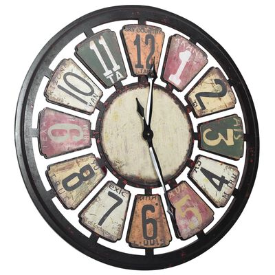 vidaXL Sieninis laikrodis, įvairiaspalvis, 80cm, MDF