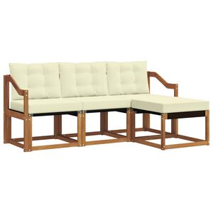 vidaXL Lauko sofos komplektas su pagalve 4 pcs Natūralus ir grietinėlė