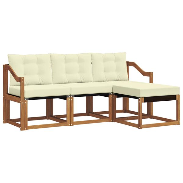 vidaXL Lauko sofos komplektas su pagalve 4 pcs Natūralus ir grietinėlė