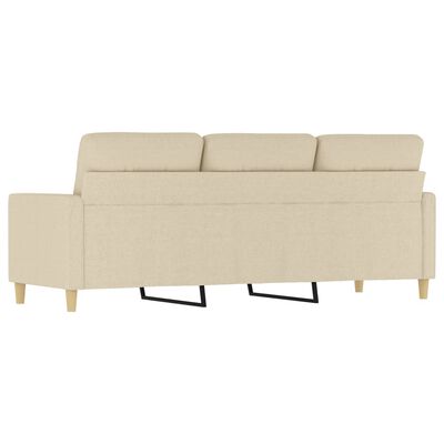 vidaXL Trivietė sofa, kreminės spalvos, 180cm, audinys