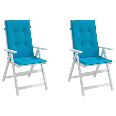 vidaXL Sodo kėdės pagalvėlės, 2vnt., mėlynos, 120x50x3cm, audinys