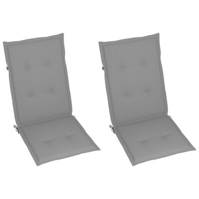 vidaXL Sodo kėdės su pilkomis pagalvėlėmis, 2vnt., tikmedžio masyvas