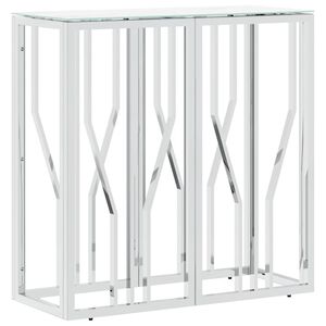 vidaXL Konsolinis staliukas, sidabrinis, 70x30x70cm, plienas/stiklas