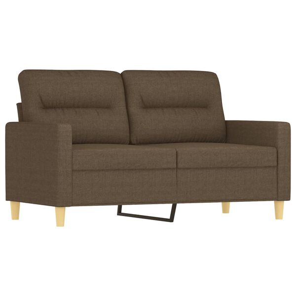 vidaXL Dvivietė sofa su pagalvėmis, ruda, 120cm, audinys