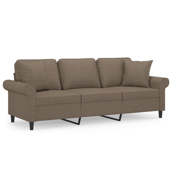 vidaXL Trivietė sofa su pagalvėmis, taupe, 180cm, audinys