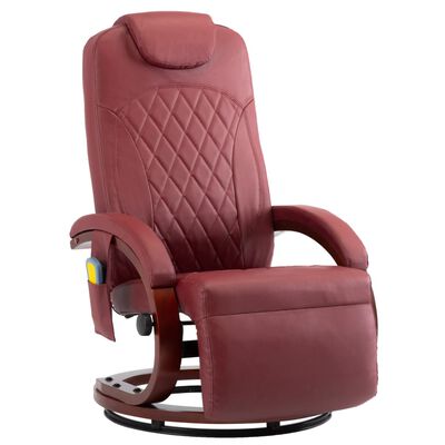 vidaXL Atlošiamas masažinis TV krėslas, raudonojo vyno, dirbtinė oda