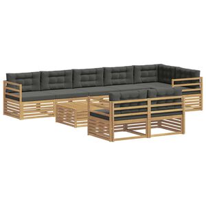vidaXL Lauko sofos komplektas 9 vnt. Balta ir antracito