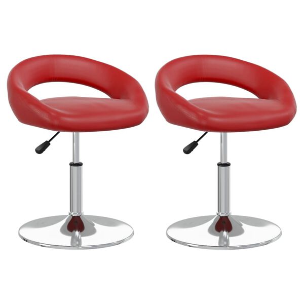 vidaXL Pasukamos valgomojo kėdės, 2vnt., vyno raudonos, dirbtinė oda
