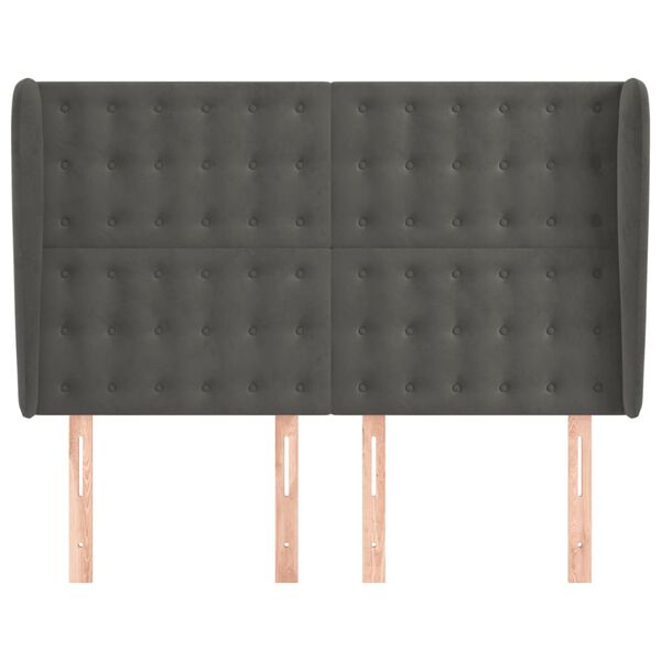 vidaXL Galvūgalis su auselėmis, pilkas, 147x23x118/128cm, aksomas