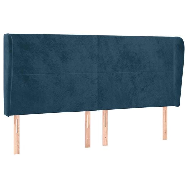 vidaXL Galvūgalis su auselėmis, mėlynas, 183x23x118/128cm, aksomas