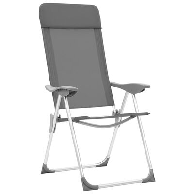 vidaXL Sulankstomos kempingo kėdės, 2 vnt., pilkos, aliuminis