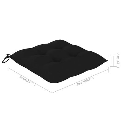 vidaXL Supama kėdė su juoda pagalvėle, tikmedžio masyvas