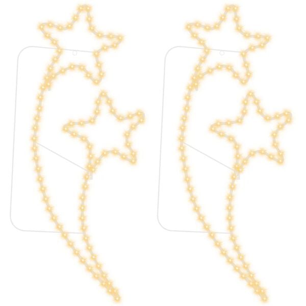 vidaXL Lempučių dekoracijos žvaigždės, 2vnt., &scaron;iltos, 125,5x53x4,5cm